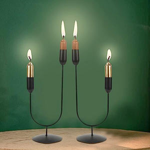 Portavelas de hierro moderno más vendido y soporte estilo Vintage acabado negro Juego de 2 uds para decoración del hogar - Product Image 1