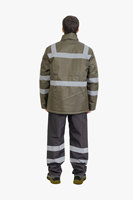 Chaqueta de Seguridad de Alta Visibilidad ANSI Clase 1, Transpirable, Impermeable, de Tela de Poliéster, con LED Intermitente, Logotipo Personalizado y Tiras Reflectantes
