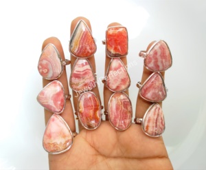 Wholesale Fine Quality 925 Sterling Silver Rhodochrosite Bezel <b>Rings</b> Bulk Engagement Jewelry with <b>Brass</b> As Main Material - Product Image 5