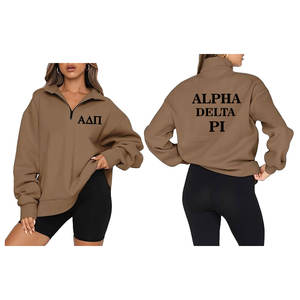 Top Design Alpha Delta Pi hiver sweat femmes col rond goutte épaule à manches longues Campus porter fraternité sweat - Product Image 1