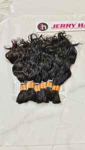 Venta al por mayor de fábrica, extensiones de cabello indio crudo sin procesar humano sin trama, extensiones de cabello a granel indio sin procesar para trenzar pelos - Product Image 3