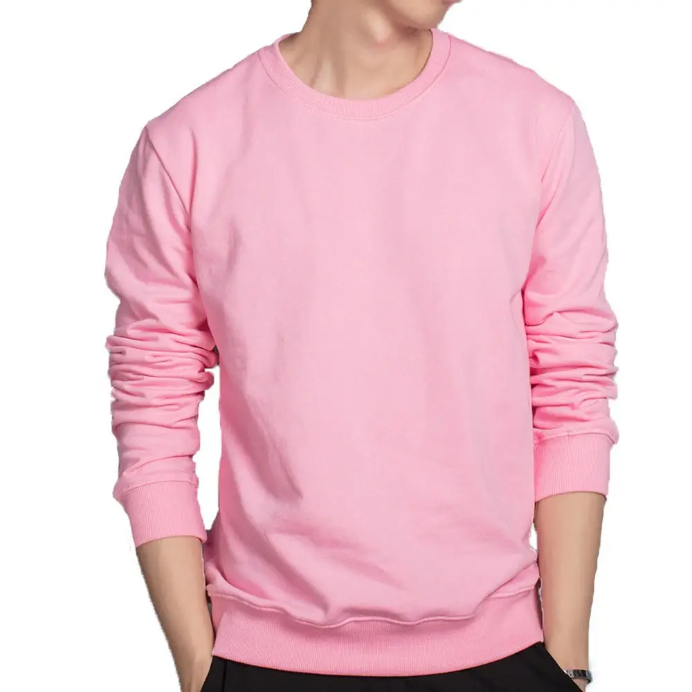 Crew Neck Men Pink Black Red Gray White Breathable Cotton Sweatshirts Outwear Casual Soft Clothes Shirt