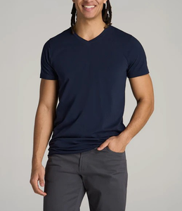 <b>V</b>-<b>Neck</b> Regular Fit <b>T</b>-<b>Shirts</b> for <b>Men</b> 100% Cotton 180 GSM Streetwear Custom Logo Lightweight Casual Quick Dry Semi Fitted Design - Product Image 6