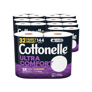 กระดาษชำระคอตตอนเนล อัลตร้า คอมฟอร์ท พร้อมเนื้อสัมผัสแบบลูกฟูกที่นุ่มนวล 32 ม้วนใหญ่สำหรับครอบครัว = 144 ม้วนปกติ 8 แพ็ค แพ็คละ 4 ม้วน - Product Image 1