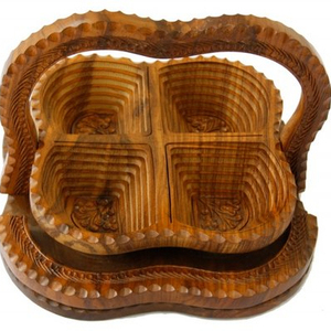 Cesta de fruta seca plegable de madera con forma de manzana, tamaños de 12 "14" cesta plegable hoja corazón flor personalizada cesta de madera - Product Image 1