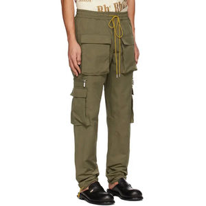 2025 pantalon Cargo à cordon personnalisé avec poches latérales droites classiques pantalon de survêtement taille moyenne pantalon décontracté pour hommes lavé - Product Image 2