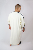 Gandoura marocaine de luxe pour hommes en blanc et bleu, robes kaftan faites à la main, 10 OEM, lavables, traditionnelles, personnalisation acceptée, OE