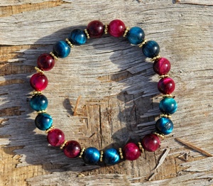 ตาเสือที่มีสีสันลูกปัดหินธรรมชาติสแตนเลสเครื่องประดับทางศาสนาของขวัญปีใหม่สำหรับผู้หญิงการทำสมาธิโยคะปาร์ตี้ - Product Image 1