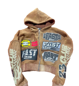 เสื้อครอปสำหรับผู้ชายเสื้อมีฮู้ดเก็บความร้อนผ้าเกล็ดปลาแบบมีซิปโอเวอร์ไซส์ - Product Image 4