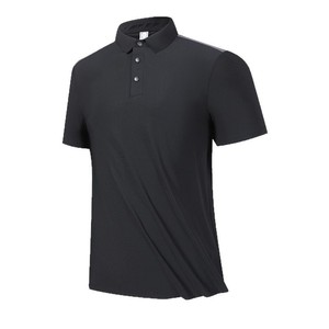 Top sólido informal de negocios para hombre, camisa POLO, Jersey de sarga de seda helada plana, polos de cuello alto elásticos de celosía de secado rápido - Product Image 4