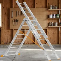 Échelle combinée en alliage d'aluminium de style européen 3x5 mètres, capacité de charge 150 kg, hauteur extensible 49 pieds, verrouillage manuel