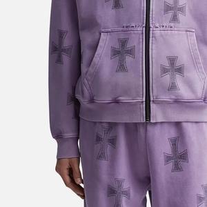 Ensemble survêtement homme en coton 100% de haute qualité, personnalisé avec des strass, pantalon de survêtement, sweat-shirt, jogging, streetwear, vente en gros - Product Image 5