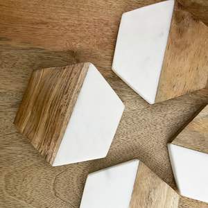 Sous-verres en pierre et en bois faits à la main, durables et écologiques, en marbre et en bois, pour la maison et le bureau - Product Image 4