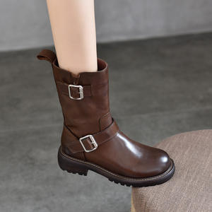 Bottes élégantes en cuir pour femmes, hauteur genou, talon carré, fermeture éclair latérale, bottes hautes tendance pour femmes, bottes cuissardes extensibles pour femmes - Product Image 3