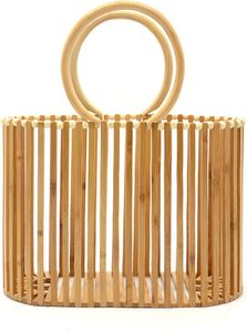 Bolsos de mano para mujer con asa superior, bolsos de bambú, bolsos tote para mujer, bolsos tipo sobre tejidos, bolsos de bambú para mujer - Product Image 3