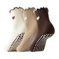 Digoon 3 paires de chaussettes de Pilates à lacets antidérapantes avec grip, en tricot à volants, ensemble de chaussettes ODM pour femmes