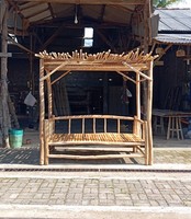 Gazebo de Estilo Indonesio para Exteriores, Fabricado con Ramas de Teca Ecológicas Tratadas a Presión, Pérgola Clásica Hecha a Mano, Muebles para Jardín y Hogar