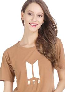 T-shirt tricoté écologique personnalisé pour femmes, style décontracté avec motif de lettres imprimées numériquement et fonction anti-boulochage - Product Image 2