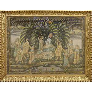 Una obra única de alta calidad de arte tradicional indio pintado sobre seda 45 X 35 Abcp-24 - Product Image 1