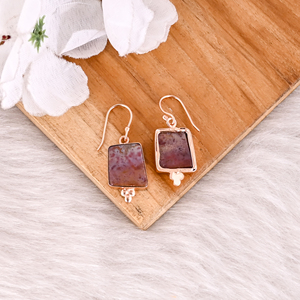Chapado en oro rosa latón café jaspe piedra preciosa colgante pendiente hecho a mano encanto joyería boda compromiso regalo joyería - Product Image 4