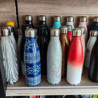 Bouteille d'eau sport en acier inoxydable avec logo personnalisé, 500 ml, forme cola, double paroi, isolée sous vide, pour les voyages en plein air