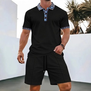 Conjunto de viaje informal para vacaciones de verano para hombre, camisa a prueba de viento de manga corta con un solo pecho, pantalones cortos de talla grande, conjunto de playa con patrón sólido - Product Image 6