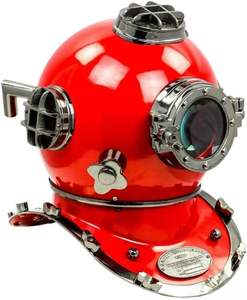 Casco de buceo náutico de latón de 18 pulgadas, estilo vintage de la Marina de los Estados Unidos |   Cobalto Rojo Decorativo para Barcos Marítimos - Product Image 3