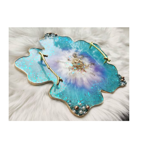 Poignée en laiton de conception de paillettes d'or de plateau de résine époxyde noire pour des cadeaux de retour de mariage et l'utilisation de décor à la maison - Product Image 6