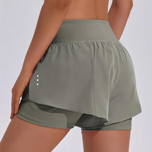 กางเกงขาสั้นออกกำลังกายแบบ2 in 1สำหรับผู้หญิงชุดออกกำลังกายระบายอากาศได้ดีมีบริการ OEM พิมพ์โลโก้ได้ตามต้องการ - Product Image 5