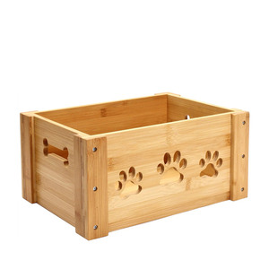 Boîtes en bois à motif de pattes pour chiens et chats, boîtes de rangement en bois personnalisées pour animaux de compagnie, fruits, vêtements, livres, légumes - Product Image 2