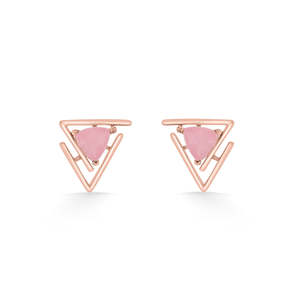 Tri Flair Gold <b>Hoop</b> Stud Earrings for Women-Trendy Geometric Diamond Accent Party Jewelry - Product Image 3