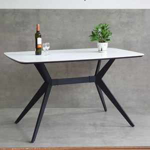 Modern Style 130x80cm Rectangular <b>Dining</b> <b>Table</b> with Tiled Top and Rounded Iron Legs Stable and Assembled BA68185 - Product Image 3
