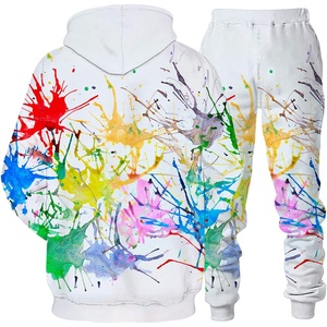 Vêtements de sport d'hiver personnalisés en gros pour hommes, ensemble deux pièces respirant à séchage rapide en polyester et élasthanne avec fermeture éclair et logo imprimé - Product Image 2