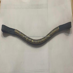 3 Row Multicolor <b>Shining</b> Diamante Crystals Mega Bling Black Leather Horse Brow Band in All Custom Sizes & Designs at Wholesale - Product Image 2