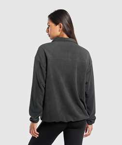 Dark <b>Grey</b> Women's Quarter Zip Fleece <b>Sweatshirt</b> 360GSM Warm Pullover Custom Logo Casual Streetwear Long Sleeve Winter Top - Product Image 2