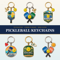 Gantungan Kunci Pickleball Kartun Lucu Grosir, Logo Kustom, Paduan Seng Enamel, Bentuk Raket Personal untuk Klub