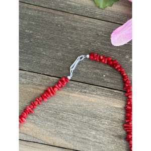 Collar de Perlas de Agua Dulce Étnicas con Cuentas de Coral Rojo Navajo y Plata de Ley, Cadena de 24 Pulgadas, Unisex, para Bodas y Regalos - Product Image 6