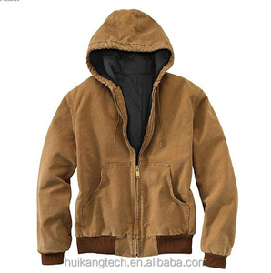 2024 veste de travail d'hiver pour hommes coupe-vent à capuche en toile de coton avec doublure en flanelle matelassée imperméable et respirante - Product Image 5
