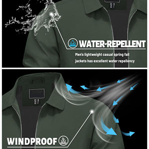 Chaqueta Cortavientos Transpirable para Hombre con Cuello Alto, Tejido Impermeable y Ligero, Corte Regular, Chaqueta Casual Moderna - Product Image 6