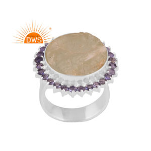 Anillo de declaración de piedras preciosas múltiples naturales de plata de ley fina de la mejor calidad fabricante de joyería personalizada - Product Image 1