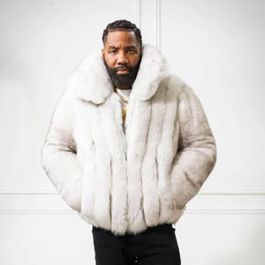 OEM Luxury <b>Men's</b> Brown Striped Fox Fur Long Thick Winter Overcoat Warm <b>Trench</b> <b>Coat</b> at Wholesale Price - Product Image 5