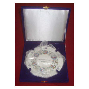 Plaque décorative incrustée de marbre blanc de meilleure qualité de forme ronde avec boîte en velours utilisée pour la décoration de cuisine et la décoration de mariage - Product Image 1