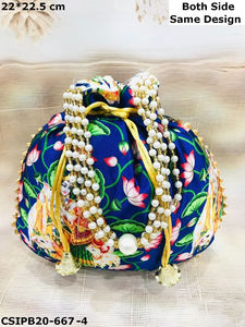 Handmade Indian <b>Embroidered</b> Fabric Potli <b>Clutch</b> Elegant Style for Weddings and Celebration Moments Return Gifts! - Product Image 5
