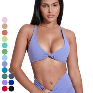 Sujetador Deportivo de Alta Calidad para Mujer, con Logotipo Personalizado, Ropa Deportiva, Espalda Cruzada con Torsión Frontal, Top de Yoga Simple, Talla Grande - Product Image 5