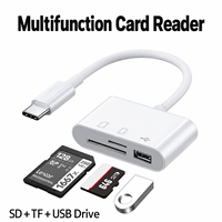 Lecteur de cartes USB C OTG SD TF 3 en 1 pour téléphone Android, ordinateur portable avec clavier filaire pour accéder aux fichiers de bureau