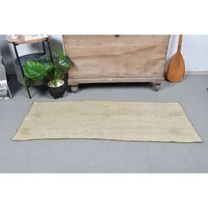 Tapis turc moderne vintage 19 'X 49' beige Oasis en laine tissée à plat avec motif patchwork pour décorations de salon - Product Image 3