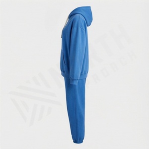 Ensemble de survêtement 2 pièces pour femme, sweat-shirt et pantalon de jogging, lavage à l'acide, écologique, personnalisable, vêtements de sport, tenue de sport, de gym et de fitness - Product Image 3