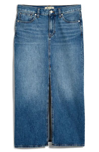 กระโปรงยีนส์สำหรับผู้หญิงกระโปรงผ้ายีนส์ยาวขอบดิบแบบลำลอง - Product Image 3