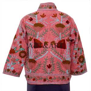 Exclusive Hand Embroidered <b>Quilted</b> Knitted Suzani <b>Jacket</b> Cotton Bohemian Women Suzani Coat - Product Image 5