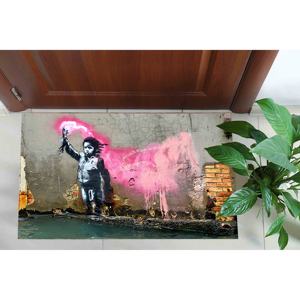 Alfombra con diseño de niño migrante de Banksy: arte de grafiti, fácil de limpiar, alfombra impresa, alfombra delgada no tejida - Product Image 1